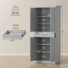 Modern Kitchen Pantry Freestanding Cabinet Cupboard with Doors and Drawer, Adjustable Shelving, Gray