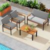 4 Piece Patio Furniture Set with Coffee Table and Loveseat with Removable Cushions
