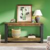 160 Cm Country Style Console Table - Sofa Table for Hall & Living Room Decorative Furniture in Natural Wood Finish