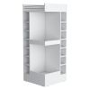 FM FURNITURE Lamer Corner Bar Cabinet with Wine Rack and Open Shelf, White