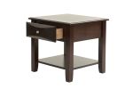 Simple Modern Look Wooden 1pc End Table Living Room Sofa Side Table Veneer Drawer And Shelf