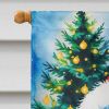 Red Dachshund Christmas House Flag Large Porch Sleeve Pole Decorative Outside Yard Banner Artwork Wall Hanging, Polyester, House Size, Multicolor