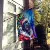 Black Newfoundland Christmas House Flag Large Porch Sleeve Pole Decorative Outside Yard Banner Artwork Wall Hanging, Polyester, House Size, Multicolor