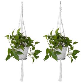 2Pcs Plant Hanger Flowerpot Net Bag 40in Cotton Rope Plant Hangers 4Legs Plant Hanger Fit For Round Or Square Plant Pot