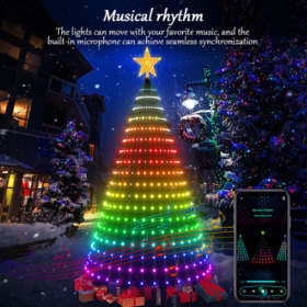 5Ft Smart Christmas Tree Lights - 400 LEDs With Remote & App Control - Music Sync, 11Modes - Green Wire, Suitable For Artificial Tree - Multicolor & W