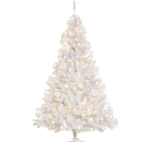 6ft White Christmas Tree Pre Lit PVC With Metal Stand 250 Warm White LED Tips For Home Decoration