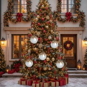 6PCS Set 3.9in Glass Christmas Tree Ball Ornaments Holiday Party Decor Tree Hanging Balls