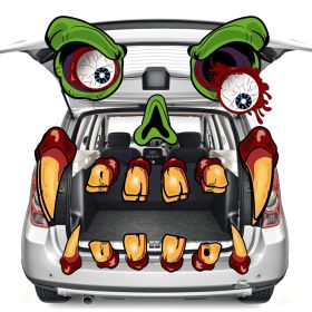 Large Trunk Or Treat Car Decoration Kit - Monster Face Garage Door Decor With Eyes, Teeth - Outdoor Stickers For SUV, Jeep Clearance