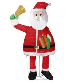 6FT Lighted Santa Claus Holding Bell Christmas Yard Decorations, Pre-lit Pull Up Santa With 200 Warm White LEDs, For Xmas Outdoor Holiday Indoor Decor