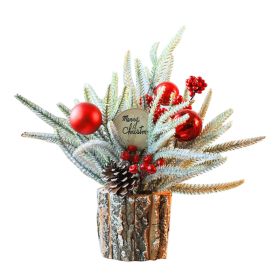 35cm Tabletop Xmas Tree Bark Wooden Barrel Decoration Artificial Bouquet Ornament For Home Hotel Office Wood Sign