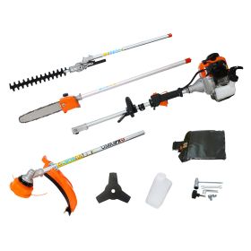4 In 1 Multi-Functional Trimming Tool, 56CC 2-Cycle Garden Tool System With Gas Pole Saw, Hedge Trimmer, Grass Trimmer, And Brush Cutter EPA Compliant