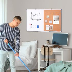 36'x 24' Whiteboard & Cork Board Combo With Aluminum Frame â€“ 2-in-1 Magnetic Dry Erase Bulletin Board For Wall Mount â€“ Ideal For School, Home, Off