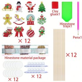 12 Sets Christmas Diamond Art Kits For Garden Decor Santa Claus Snowman Elk Gingerbread Man Stakes Diamond Painting Craft Happy Holiday Diamond Painti