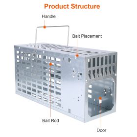 1Pc One Door Humane Live Mouse Trap Reusable Metal Rat Rodent Cage Catch Release Continuous Capture Indoor Outdoor Pet Children Safe