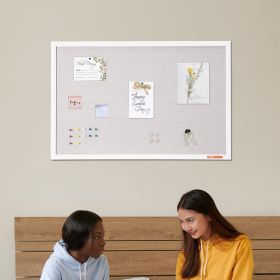 36'x24' White Cork Board With Linen Surface â€“ Stylish Wall-Mounted Bulletin Board For Home, School, Office â€“ Elegant & Functional Noticeboard