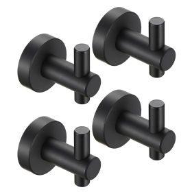 Round Base Wall Hook With Screws  Matte Black Hook, 4-piece Set, Suitable For Entry-level Shoe Cabinets, Wardrobes, Bathrooms, Bedrooms, Furniture Har
