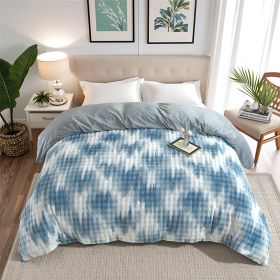1PC Premium Thickened Plush Blue Camo Comforter Set, Reversible Bohemian Style Gradient Color Quilt With Ultra Soft Faux Rabbit Hair, Luxury Warm & Fl