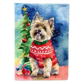 Cairn Terrier Christmas House Flag Large Porch Sleeve Pole Decorative Outside Yard Banner Artwork Wall Hanging, Polyester, House Size, Multicolor