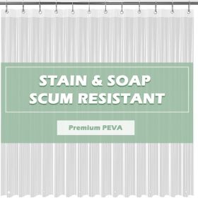 Crystal Clear Shower Curtain Liner PEVA Waterproof Bath Curtain, No Chemical Smell, 3 Weighted Magnets, Durable With Rustproof Metal Grommets
