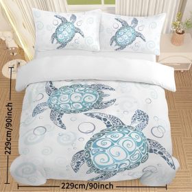 Turtle Bed Sets Ocean 3 Piece Turtle Themed Comforter Cover With 2 Pillowcases (Option: QUEEN)