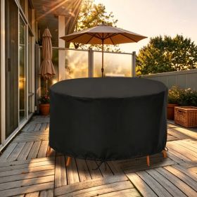 Outdoor Circular Table Chair Set Cover, 73inch-91in Diameter 43in Height 190T Polyester with Silver Inner Layer, Water UV Resistant Patio Cover with W (Option: 91inch)