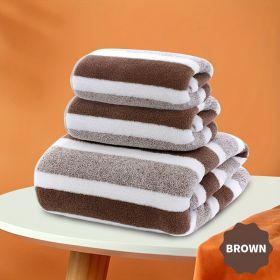 3 Piece Towel And Bath Towel Set, Super Soft Absorbent Bath Towel For Home And Hotel Shower Towel Bath Towel, New (Color: Brown)