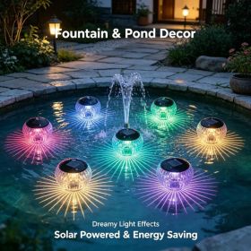 Outdoor Solar Floating Lights, IP65 Waterproof 7-Color Auto-Cycle LED Pool Lights, Solar Rechargeable with Hanging Hole for Pond, Garden, Pathway Deco (Option: 1PCS)