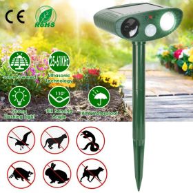 Solar Ultrasonic Animal Repeller PIR Motion Sensor Animal Repellent Chaser IPX4 Waterproof for Farm Garden Yard to Drive Raccoon Squirrel Rat Skunk Ra (Option: LED)
