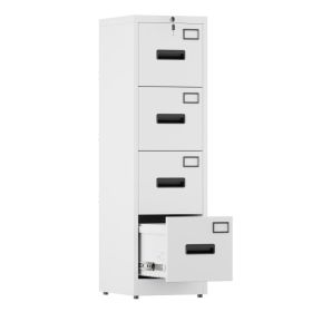 Aobabo 4 Drawer File Cabinet With Lock, Vertical Metal Filing Cabinet (Option: White)