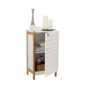 2 Shelf Bamboo Floor Cabinet In White (Option: Default)