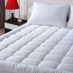 Ultra-Soft Quilted Cooling Mattress Topper Pad, Pillow Top Mattress Topper, Ultra-Soft Quilted Cooling Mattress Protector, Suitable For 8-24 Inch Deep (Option: White 450g king)