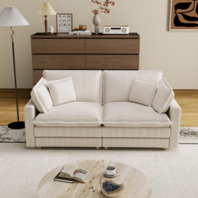 Modular Sectional Sofa,Deep Seat Couch For Living Room , 4 Pillow, Modern L-Shaped Sofa For Living Room Bedroom Apartment (Color: Beige)