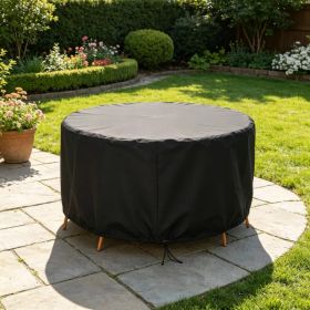 Outdoor Circular Table Chair Set Cover, 73inch-91in Diameter 43in Height 190T Polyester with Silver Inner Layer, Water UV Resistant Patio Cover with W (Option: 73inch)