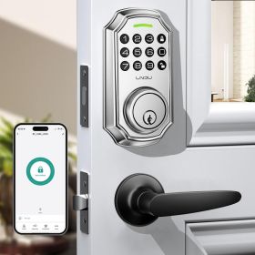 Keyless Entry Door Lock With Handle App-Controlled Front Door Lock Set With Keypad  Auto-Lock & One-Touch Locking  Anti-Peep Code Feature  Easy Instal (Option: D180 Silver  H300 Black)