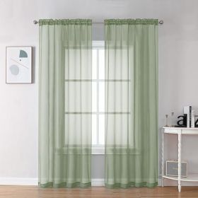 2-Piece Sage Green Sheer Bedroom Curtains, Lightweight Soft Window Panels, 84-Inch Length For Living Room And Guest Room (Option: Sage Green)