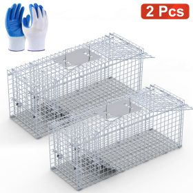1Pc 25.59Inch Live Humane Animal Trap For Spring Summer Cage Heavy Duty Folding Catch And Release Rodent Cage For Rabbit Squirrel Possum Skunk Kitten (Option: 2PC)