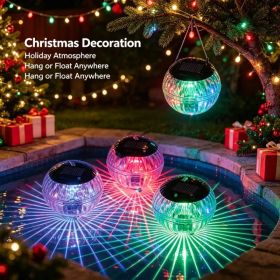 Outdoor Solar Floating Lights, IP65 Waterproof 7-Color Auto-Cycle LED Pool Lights, Solar Rechargeable with Hanging Hole for Pond, Garden, Pathway Deco (Option: 2PCS)