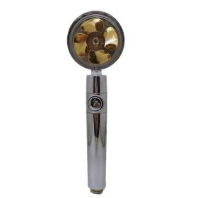 Propeller Driven Shower Head With Stop Button And Cotton Filter Turbocharged High Pressure Handheld Shower Nozzle (Color: yellow)