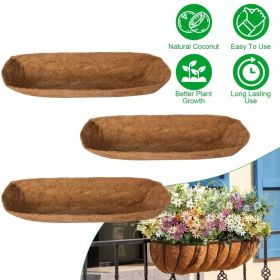 Coconut Fiber Window Box Liners, 24/30/36 Inch Trough Coco Liners for Wire Window Baskets, Woven Coir Planter Add for Balcony, Garden, Indoor & Outdoo (Option: 30IN)