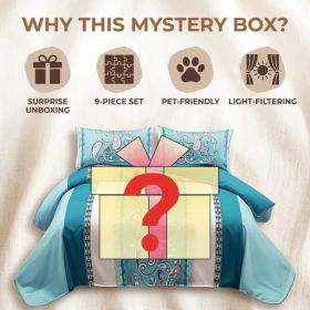 Surprise Room Makeover! 9-Piece Mystery Bedding & Curtain Bundle, Choose Your Size - Random Color/Pattern Quilted Bedspread Set with Light Filtering W (Option: Surprise-QUEEN)