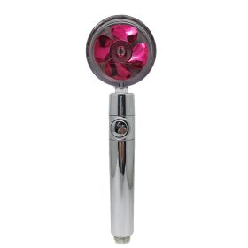Propeller Driven Shower Head With Stop Button And Cotton Filter Turbocharged High Pressure Handheld Shower Nozzle (Color: Red)