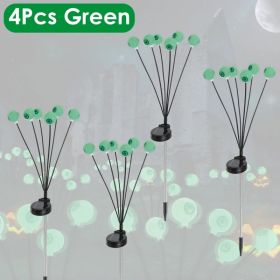2Packs/4Packs Solar Scary Eyeballs Lights Outdoor Halloween Decoration Swaying Light Halloween Path Lights Ornaments with Total 12LED IP65 Waterproof (Option: 4Pcs Green)