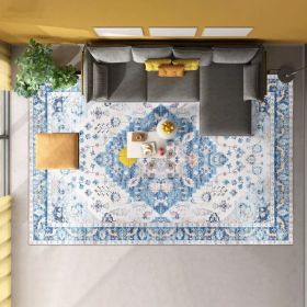 Vintage Area Rug Modern Non Slip Carpet Boho Low Pile Soft Rug Waterproof Machine Washable Rug for Living Room Bedroom Kitchen Dining Room Under Table (Option: Type 2-8_10ft)