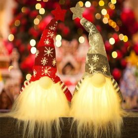 Lighted Christmas Gnome, Handmade Plush Scandinavian Swedish Tomte, Light Up Elf Toy Holiday Present, Battery Operated Winter Tabletop Christmas Decor (Option: 15 Inch)