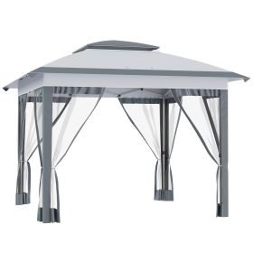 Outsunny 12' X 12' Pop Up Canopy Tent With Netting And Carry Bag, Instant Sun Shelter With 137 Sq.ft (Option: Gray)
