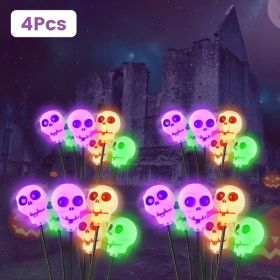 4 Packs Solar Skull Lights Outdoor Halloween Decorations Solar Powered with 6 Skull Heads 2 Lighting Modes IP45 Waterproof Halloween Yard Lights for L (Option: 4PCS)
