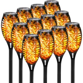 4/8/12pcs/pack Solar Outdoor Lights, 12LED Solar Torch Lights With Flickering Flame For Garden Decor (Color: Yellow Light, size: 12PCS)