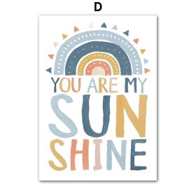 Mountain Sun Rainbow Tree Cartoon Nursery Wall Art Canvas Painting Nordic Posters And Prints Wall Pictures Baby Kids Room Decor (Color: d, size: A4 21X30cm No Framed)