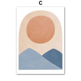 Mountain Sun Rainbow Tree Cartoon Nursery Wall Art Canvas Painting Nordic Posters And Prints Wall Pictures Baby Kids Room Decor (Color: c, size: 13X18 cm No Framed)
