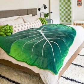 Large Leaf Blanket Soft Leaves Flannel Gloriosum Leaf Blankets for Beds Sofa Cozy Beach Blanket Funny Birthday Gift Manta (size: 160x220cm)